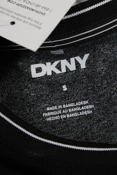 DKNY Women Ringer T-Shirt Black Crew Neck Short Sleeve Size S