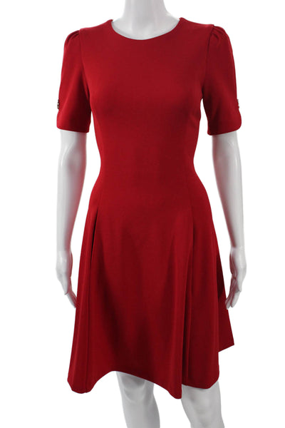 DKNY Womens A-Line Fit & Flare Red Short Sleeve Dress Size 2