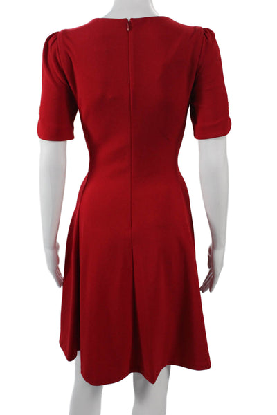 DKNY Womens A-Line Fit & Flare Red Short Sleeve Dress Size 2