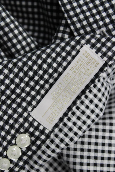 Nordstrom Mens Point Spread Collar Dress Shirt Black Check Long Sleeve Size 34