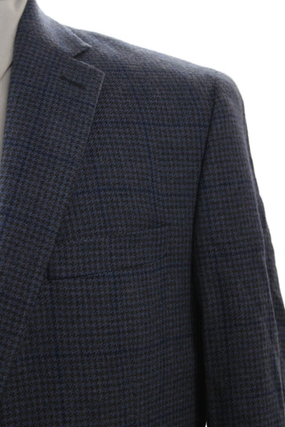 Lauren by Ralph Lauren Mens Dark Blue 100% Wool Check Blazer Button Size 40