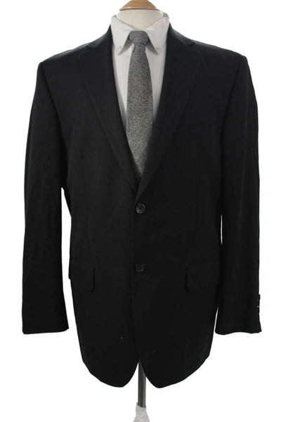 Pronto Uomo Mens Black Wool Suit Jacket Classic Long Sleeve Size 42