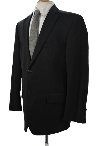 Pronto Uomo Mens Black Wool Suit Jacket Classic Long Sleeve Size 42