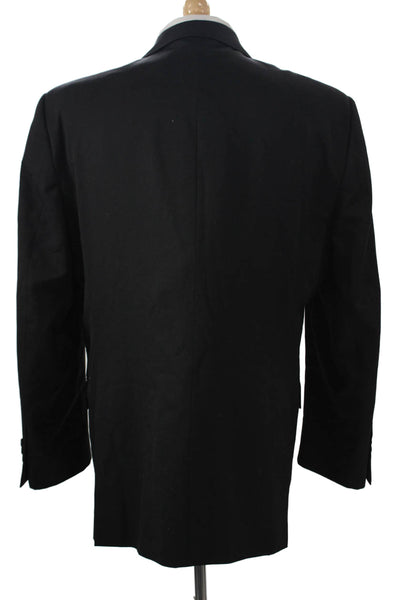 Pronto Uomo Mens Black Wool Suit Jacket Classic Long Sleeve Size 42