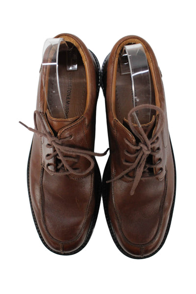 Johnston & Murphy Mens Leather Lace Up Oxford Dress Shoes Brown Size 9