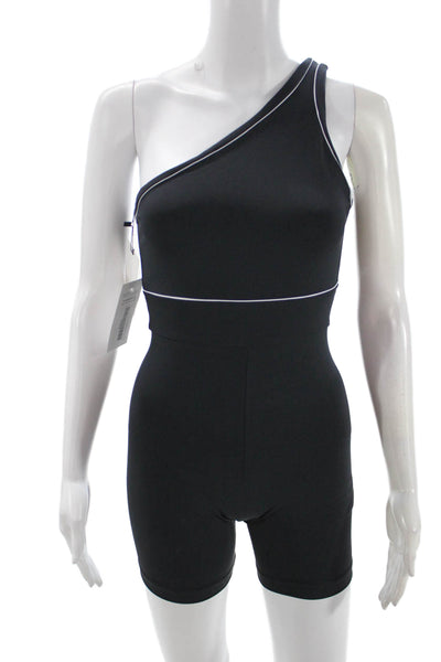 MUV Womens One Shoulder Sleeveless Jumpsuit Black Size S