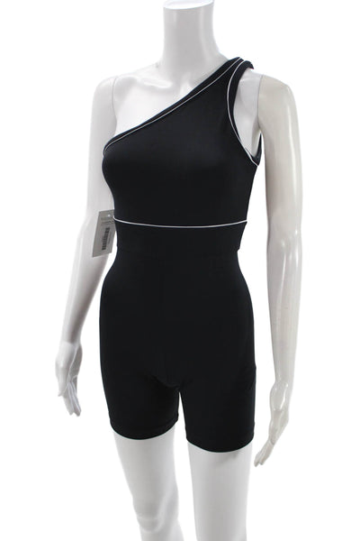 MUV Womens One Shoulder Sleeveless Jumpsuit Black Size S