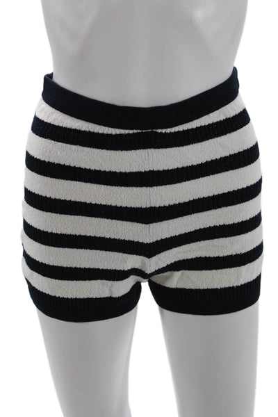 Toccin Unisex Black Striped Polyester Blend 80s Shorts Size 2