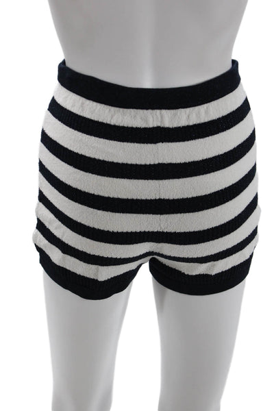 Toccin Unisex Black Striped Polyester Blend 80s Shorts Size 2