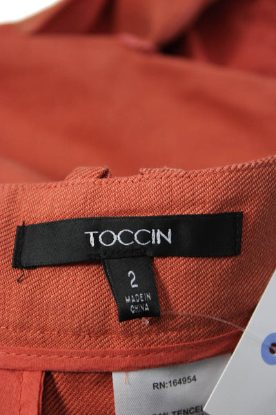 Toccin Womens Cropped Dress Pants Orange Size 2
