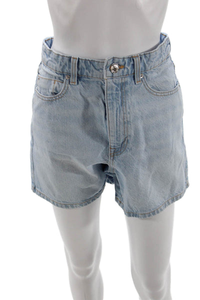Zara Unisex Light Blue 100% Cotton Solid 90s Shorts Size 4