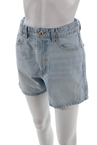 Zara Unisex Light Blue 100% Cotton Solid 90s Shorts Size 4