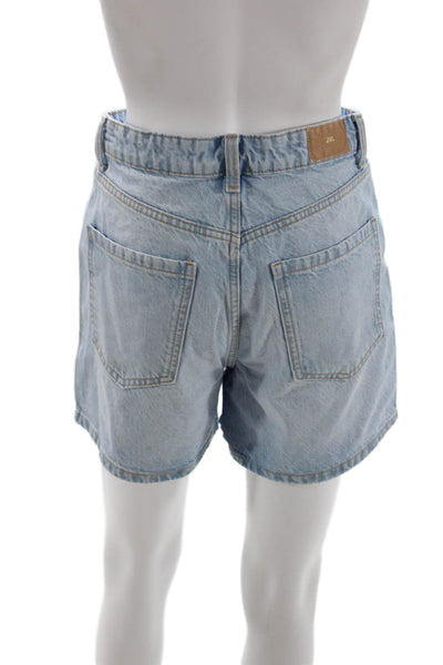 Zara Unisex Light Blue 100% Cotton Solid 90s Shorts Size 4