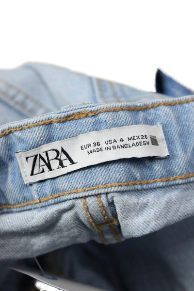 Zara Unisex Light Blue 100% Cotton Solid 90s Shorts Size 4