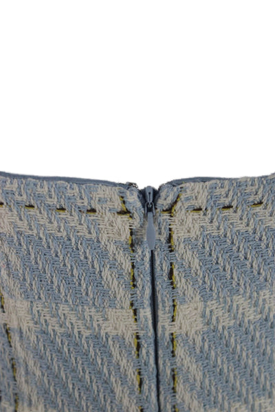 Toccin Womens Slip Dress Light Blue Square Neck Sleeveless Plaid Long Size 2