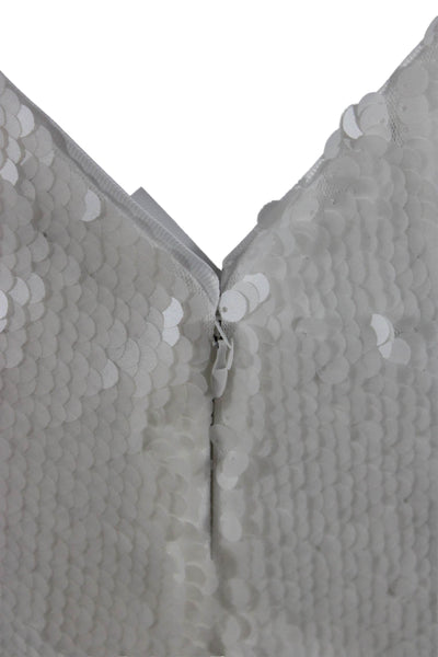 Toccin Womens Mini Slip Dress White High Neck Sleeveless Tie Size 2