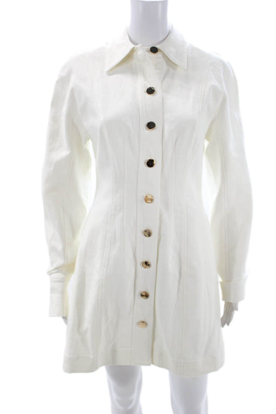 Toccin Womens White Collared Shirt Dress Knee Length Long Sleeve Mini Size 2