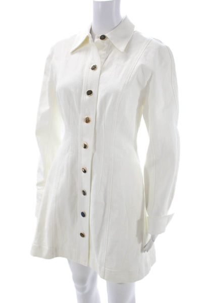 Toccin Womens White Collared Shirt Dress Knee Length Long Sleeve Mini Size 2