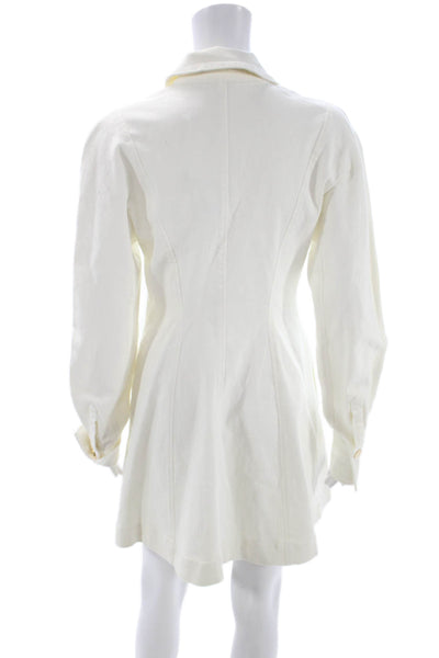 Toccin Womens White Collared Shirt Dress Knee Length Long Sleeve Mini Size 2