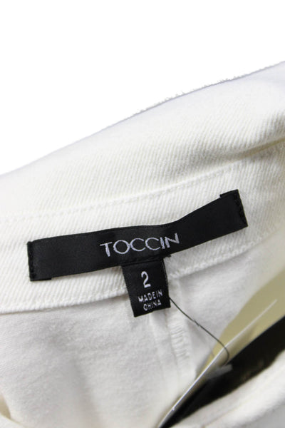 Toccin Womens White Collared Shirt Dress Knee Length Long Sleeve Mini Size 2