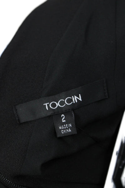Toccin Womens Mini Shift Dress Black Square Neck Sleeveless Size S