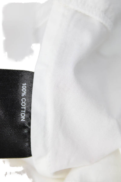 Toccin Womens Shirt Dress White 100% Cotton Collared Long Sleeve Button Size 2