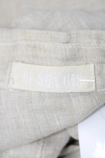 CP Shades Women Linen Collared Button Up Top Beige 3/4 Sleeve Size XS