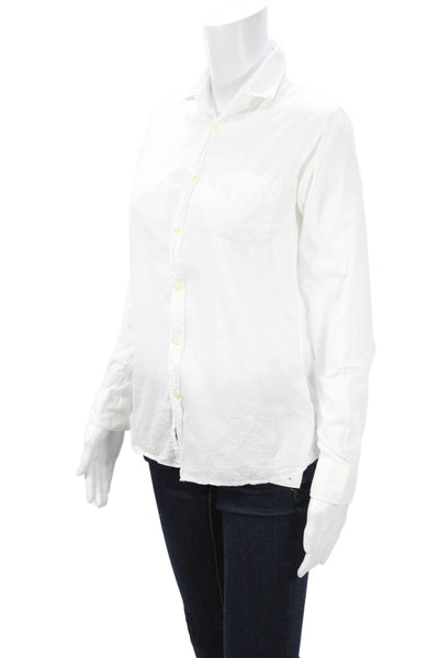 Hartford Women Collared White Cotton Blend Button-Up Long Sleeve Basic Size 14