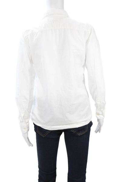 Hartford Women Collared White Cotton Blend Button-Up Long Sleeve Basic Size 14