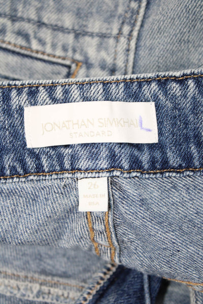 Jonathan Simkhai Unisex Cargo Shorts Blue Organic Cotton Buckle Size 26