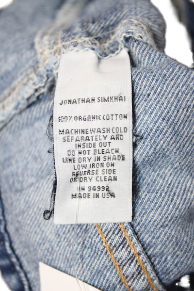 Jonathan Simkhai Unisex Cargo Shorts Blue Organic Cotton Buckle Size 26