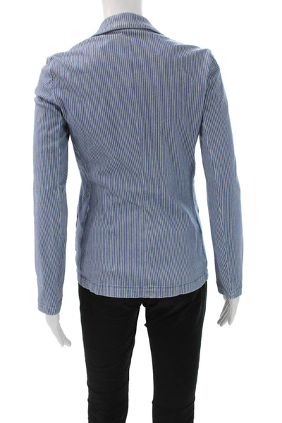 J. Mclaughlin Unisex Striped Blue Blazer Button Long Sleeve Size XS