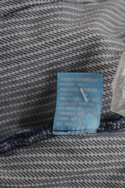 J. Mclaughlin Unisex Striped Blue Blazer Button Long Sleeve Size XS