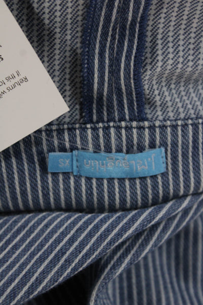 J. Mclaughlin Unisex Striped Blue Blazer Button Long Sleeve Size XS