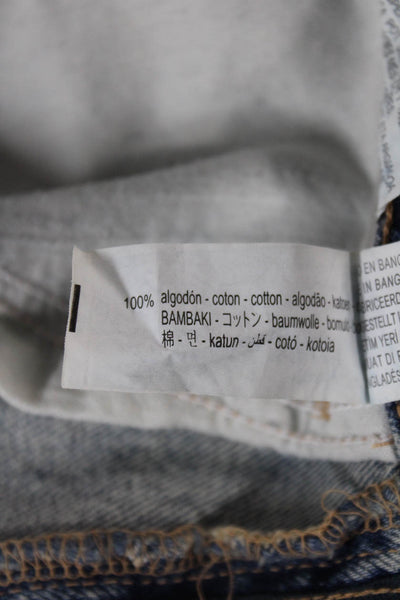 Zara Unisex 90s Blue Cotton Button Shorts Size 4