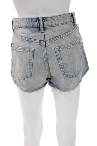 Zara Unisex Light Blue Solid Cotton 90s Spring Shorts Size 4