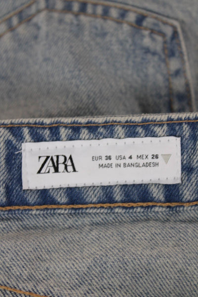 Zara Unisex Light Blue Solid Cotton 90s Spring Shorts Size 4