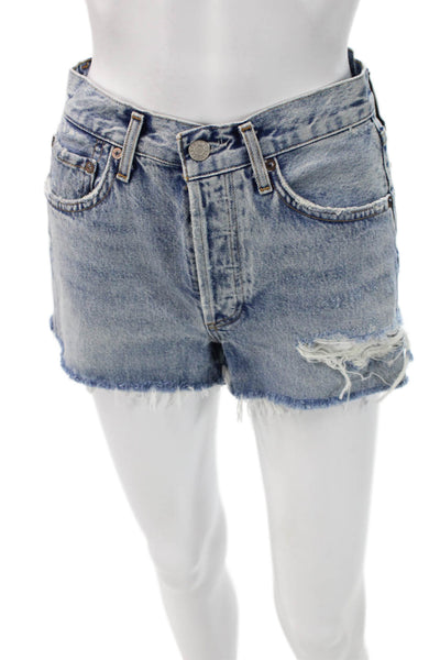 Agolde Unisex Light Blue Organic Cotton 90s Shorts Size 24