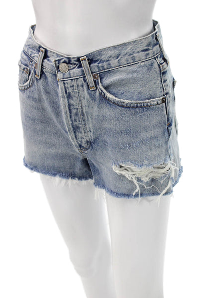 Agolde Unisex Light Blue Organic Cotton 90s Shorts Size 24