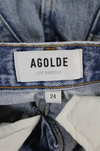 Agolde Unisex Light Blue Organic Cotton 90s Shorts Size 24