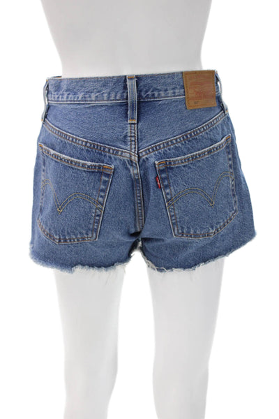 Levi Strauss & Co Womens Blue Cotton Solid 90s Shorts Size 25