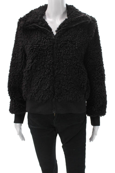 Zara Womens Bomber Jacket Black Zip Longsleeve Recycled Polyester Size S