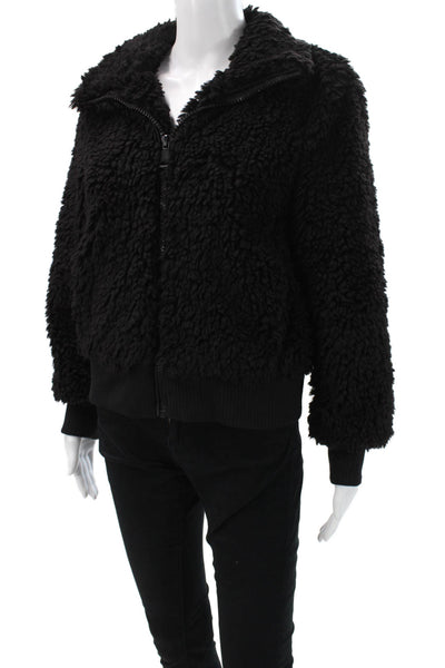 Zara Womens Bomber Jacket Black Zip Longsleeve Recycled Polyester Size S