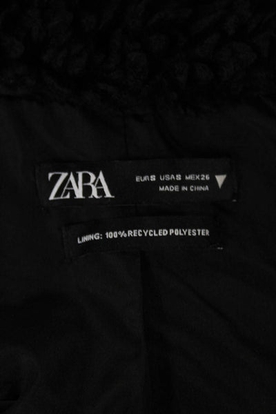 Zara Womens Bomber Jacket Black Zip Longsleeve Recycled Polyester Size S