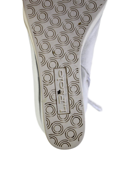 Linea Paolo Womens Leather Glitter Detail Wedge Sneakers Silver Size 8 Medium