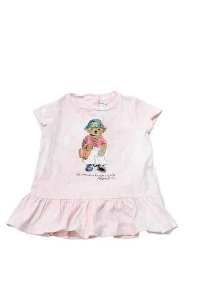 Ralph Lauren Childrens Girls Short Sleeves Dress Pink Cotton Size 18 Months