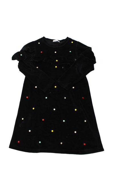 Sonia Rykiel Childrens Girls Jeweled Sweater Dress Black Cotton Size 12