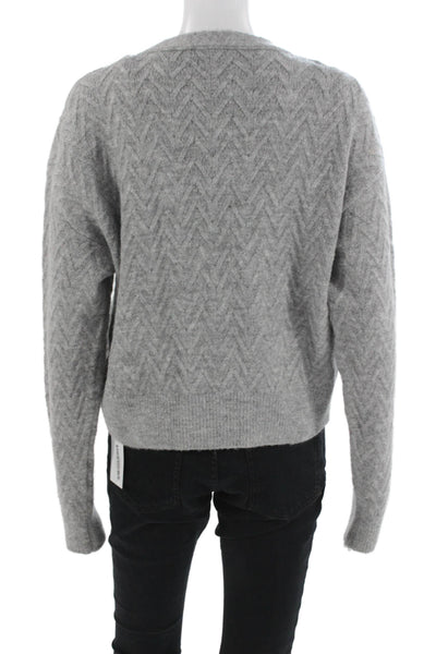 Zara Unisex Gray Herringbone V-Neck Button Cardigan Long Sleeve Size S