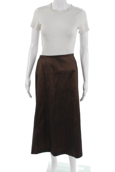 Tadashi Womens Jeweled V Neck Blouse Maxi Skirt Suit Chocolate Brown Size 6