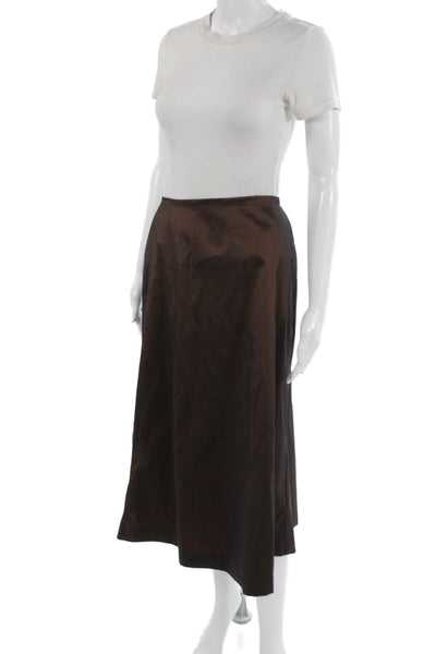 Tadashi Womens Jeweled V Neck Blouse Maxi Skirt Suit Chocolate Brown Size 6